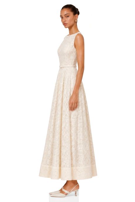 Ida Maxi Dress White Sleeveless Floral Lace