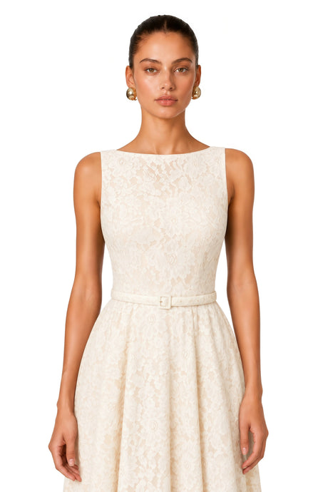 Ida Maxi Dress White Sleeveless Floral Lace