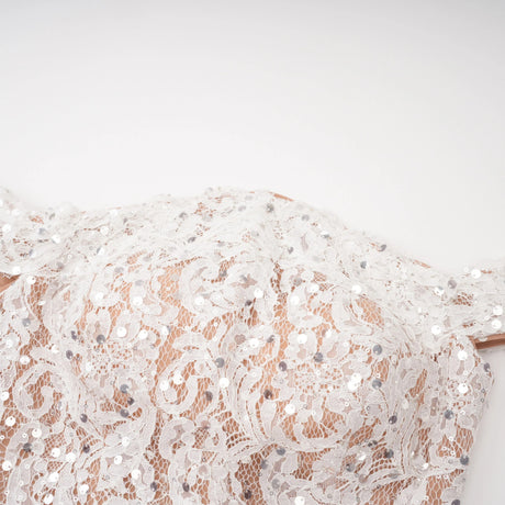 Aurora Maxi Dress White Satin with Lace Panels