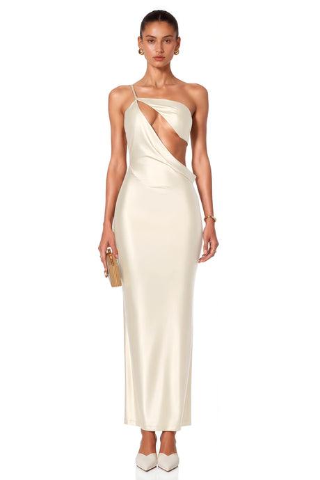 Sarai Maxi Dress Champagne Cut-Out Satin