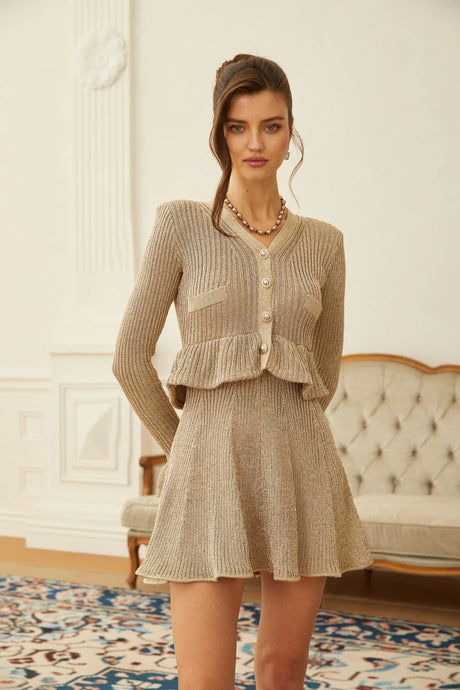 Maddalena Mini Dress Gold Lurex Knit