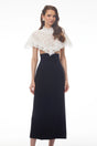 Greta Black Round Neck Lace Cape Maxi Dress