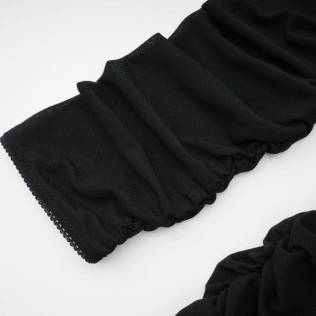 Brielle Maxi Dress Black Ruched Sheer Mesh