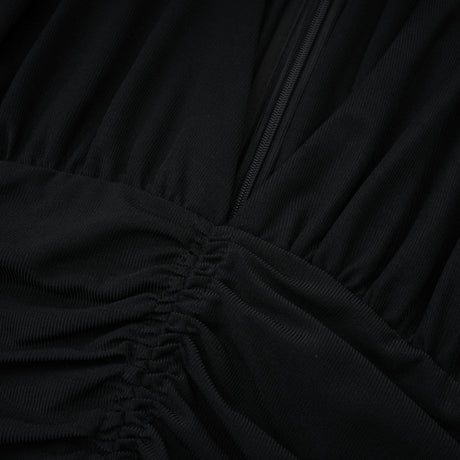 Brielle Maxi Dress Black Ruched Sheer Mesh
