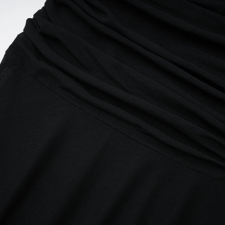 Greta Black Ruched Sheer Mesh Maxi Dress