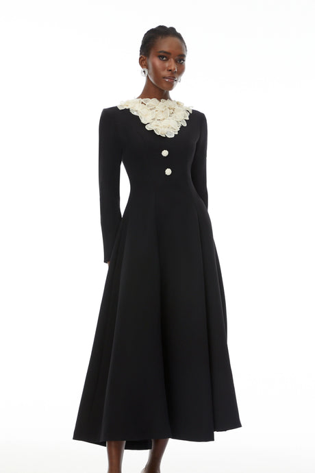 Ember Midi Dress Color Block Sequin 3D Petal