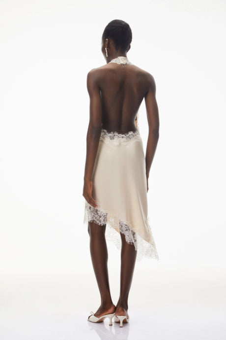 Erika Mini Dress Neutral Halterneck Satin