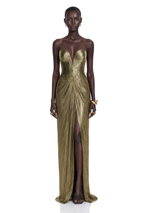 Dorotea Maxi Dress Gold Off-Shoulder
