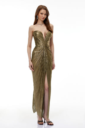 Guillermo Gold OffShoulder Maxi Dress