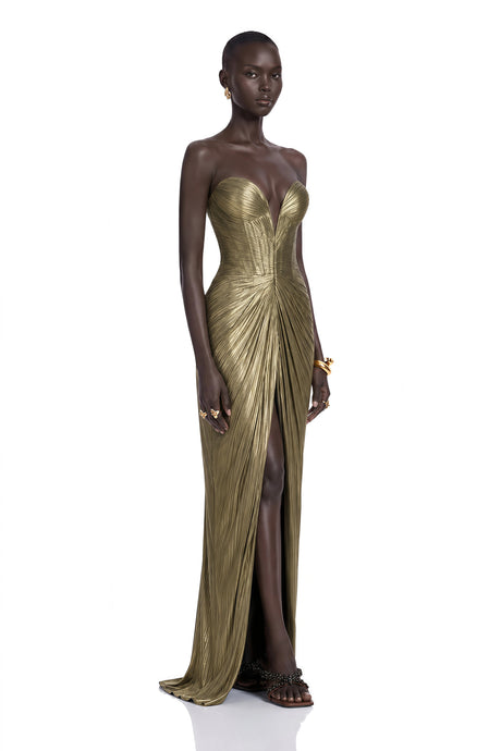 Dorotea Maxi Dress Gold Off-Shoulder