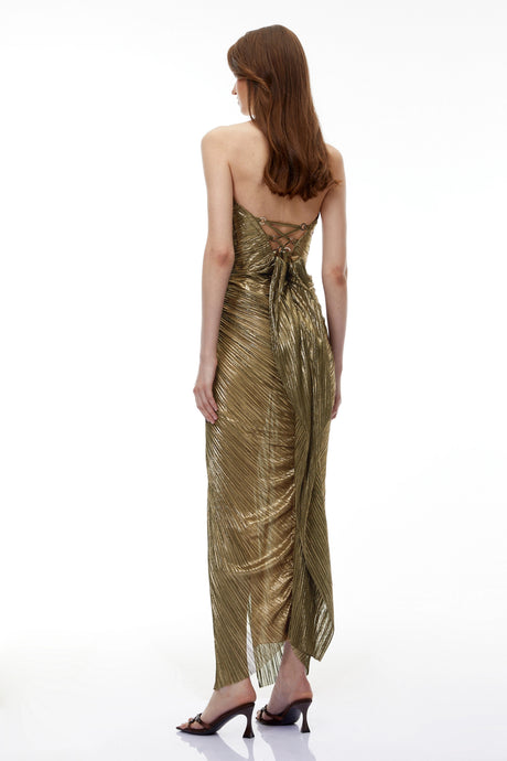 Aida Maxi Dress Gold Off-Shoulder