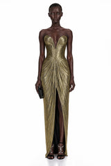 Guillermo Gold OffShoulder Maxi Dress