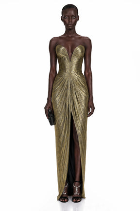 Guillermo Gold OffShoulder Maxi Dress