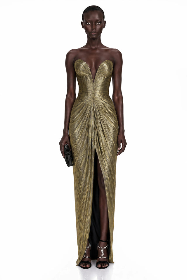 Guillermo Gold OffShoulder Maxi Dress