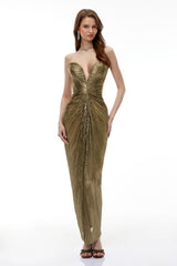 Guillermo Gold OffShoulder Maxi Dress