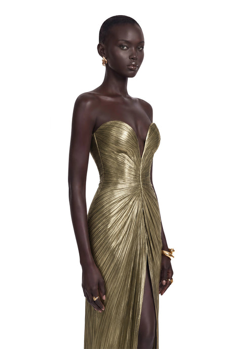 Dorotea Maxi Dress Gold Off-Shoulder