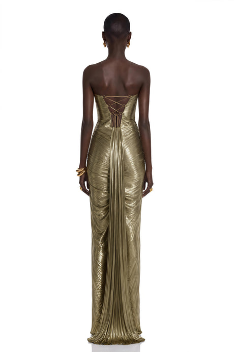 Dorotea Maxi Dress Gold Off-Shoulder