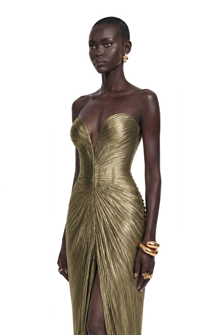 Dorotea Maxi Dress Gold Off-Shoulder
