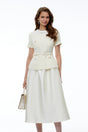 Gunilla White Tweed Midi Dress with Bow