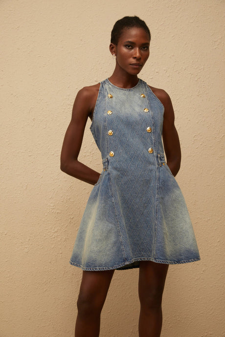 Adalgisa Mini Dress Blue Faded Effect Denim