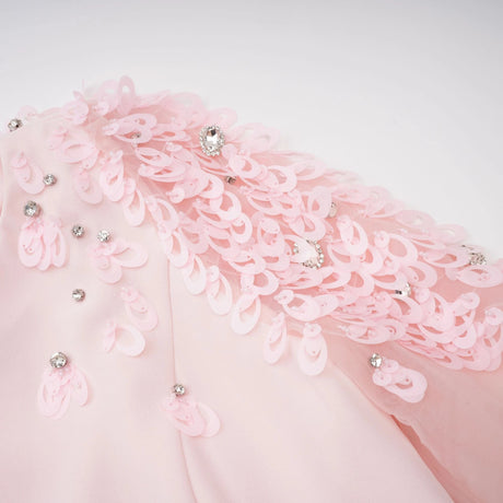 Cynthia Pink Flared Embellished Maxi Gown
