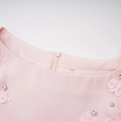 Cynthia Pink Flared Embellished Maxi Gown