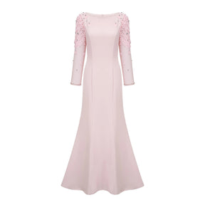 Gunnel Pink Flared Embellished Maxi Gown