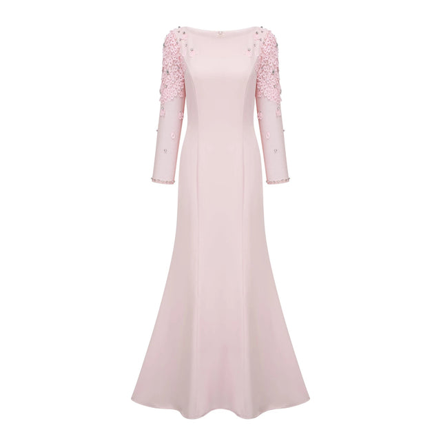 Gunnel Pink Flared Embellished Maxi Gown