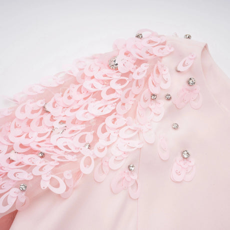 Cynthia Pink Flared Embellished Maxi Gown