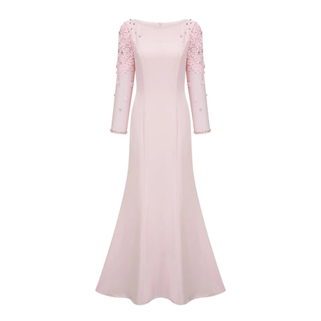Cynthia Pink Flared Embellished Maxi Gown