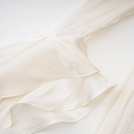 Gustave Neutral Ruched Cape Ruffled Maxi Dress