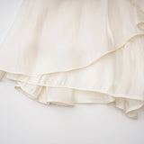 Gustave Neutral Ruched Cape Ruffled Maxi Dress