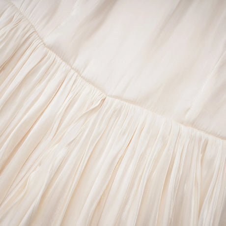 Gustave Neutral Ruched Cape Ruffled Maxi Dress