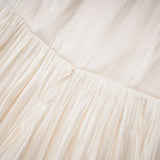 Gustave Neutral Ruched Cape Ruffled Maxi Dress