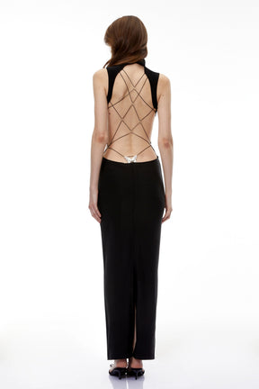 Gwendolen Black CutOut Open Back Maxi Dress