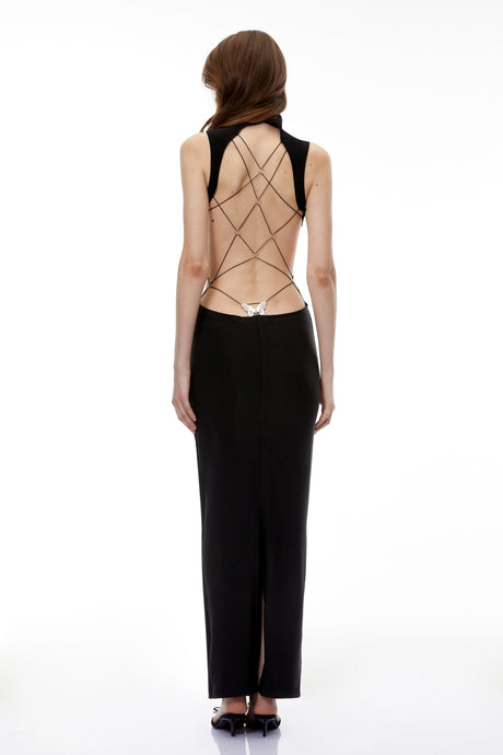Milena Maxi Dress Black Cut-Out Open Back