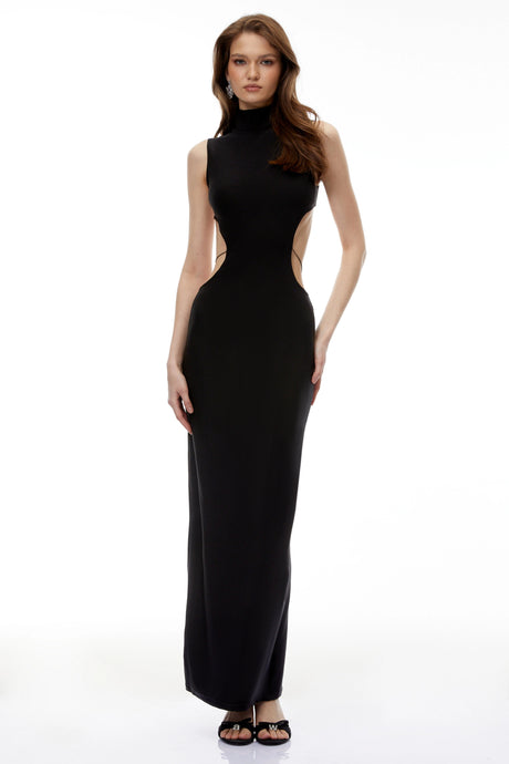 Milena Maxi Dress Black Cut-Out Open Back