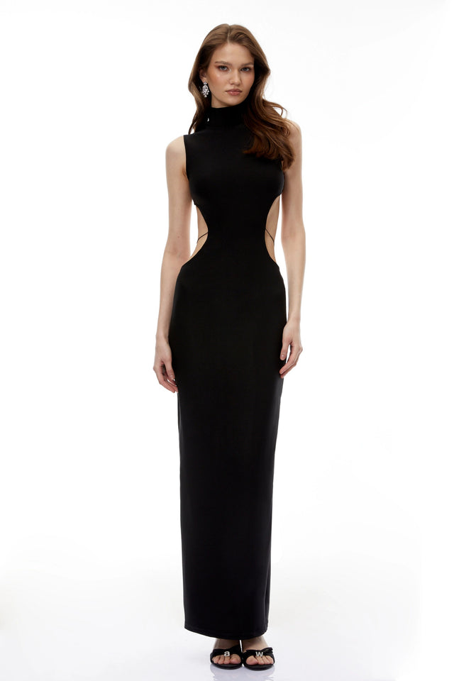 Gwendolen Black CutOut Open Back Maxi Dress