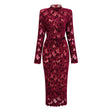 Hafdis Red Floral Embroidered Midi Dress