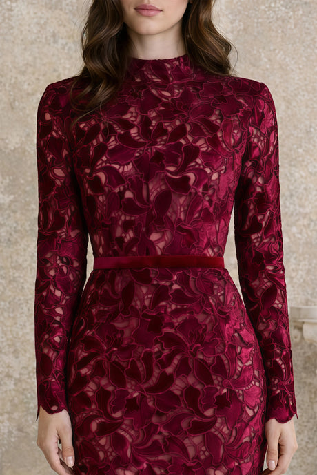 Ainsley Midi Dress Red Floral Embroidered