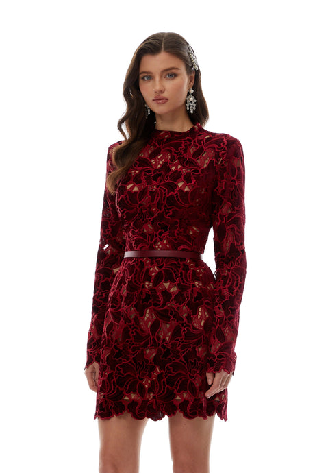 Mariateresa Mini Dress Red Floral Embroidered