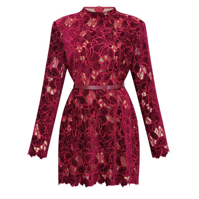 Hafdis Red Floral Embroidered Mini Dress