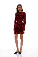 Hafdis Red Floral Embroidered Mini Dress