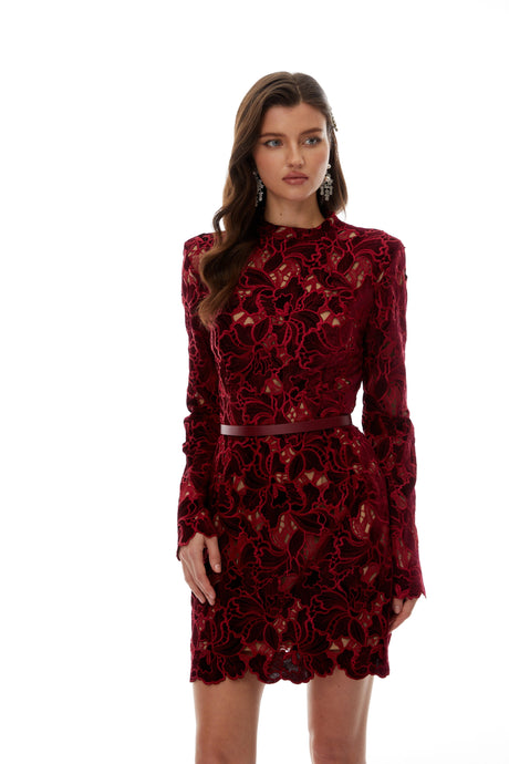 Ilaria Mini Dress Red Floral Embroidered