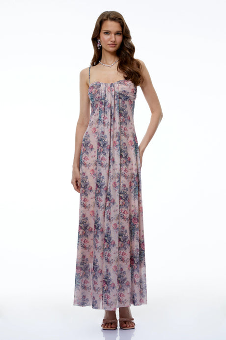 Daniela Maxi Dress Pink Floral Print Sweetheart
