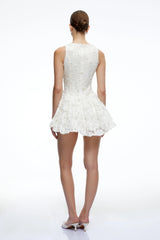Hailey Neutrals Floral Lace Flared Mini Dress