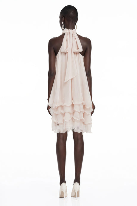 Paisley Mini Dress Pink Sleeveless Tiered Ruffled