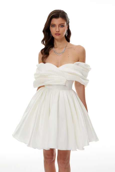Filippa Mini Dress White Off Shoulder Ruched