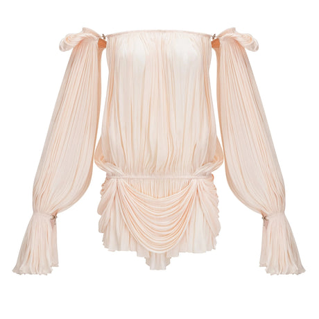 Gilda Mini Dress Neutrals Pleated Ruffled
