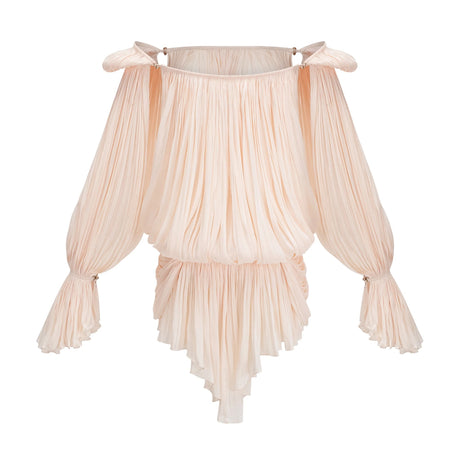 Gilda Mini Dress Neutrals Pleated Ruffled
